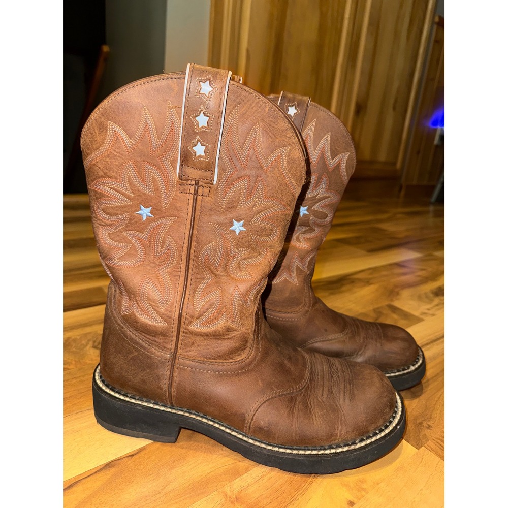 Ariat Fatbaby Heritage Boots Womens 10 Brown Good Star Embroidery 16720 Cowgirl